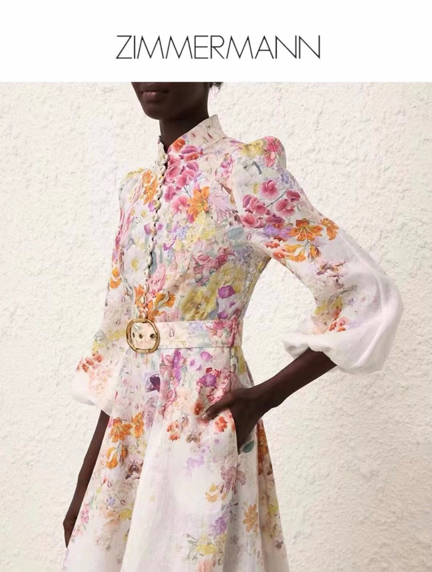 ZIMMERM* Colorful flower print long dress