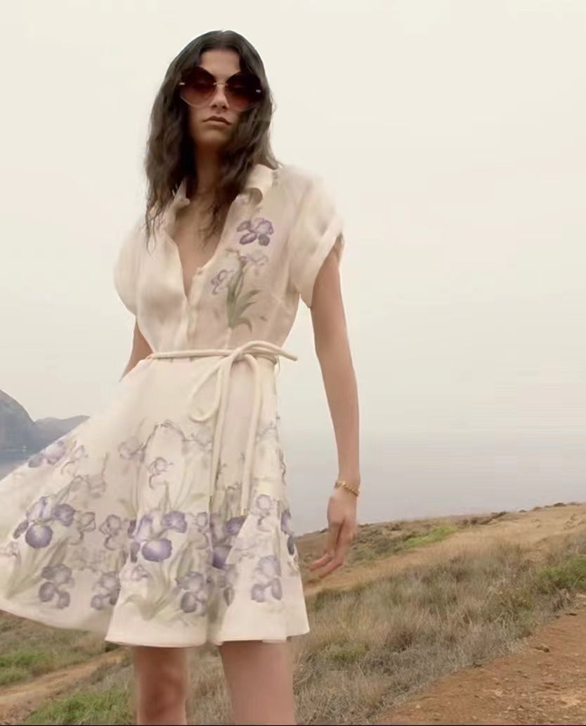 ZIMMERM*Flower print tie waist dress