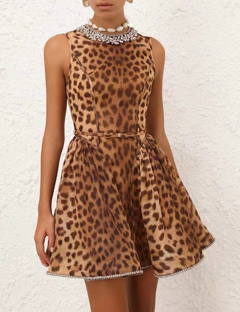 ZIMMERM* Leopard print sleeveless round neck dress
