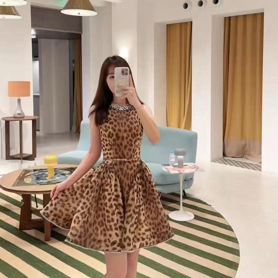 ZIMMERM* Leopard print sleeveless round neck dress
