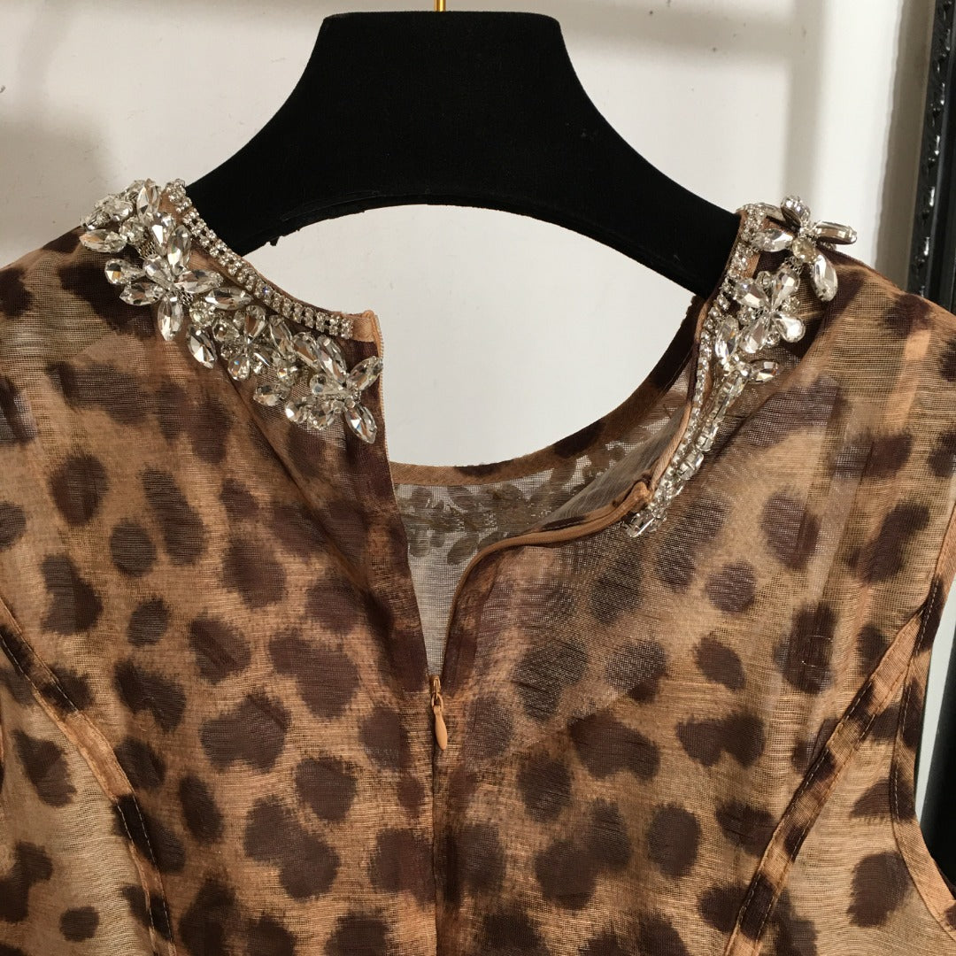 ZIMMERM* Leopard print sleeveless round neck dress