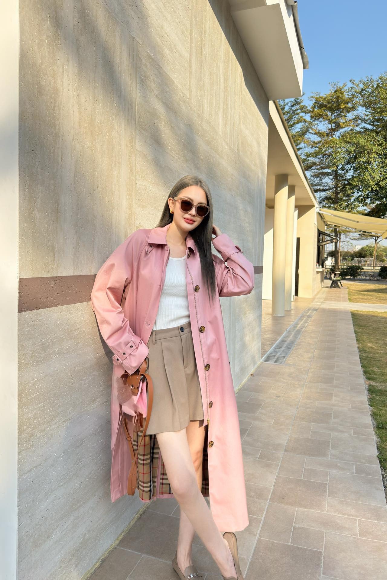 Burberr* 25SS Stand Collar Long Trench Coat