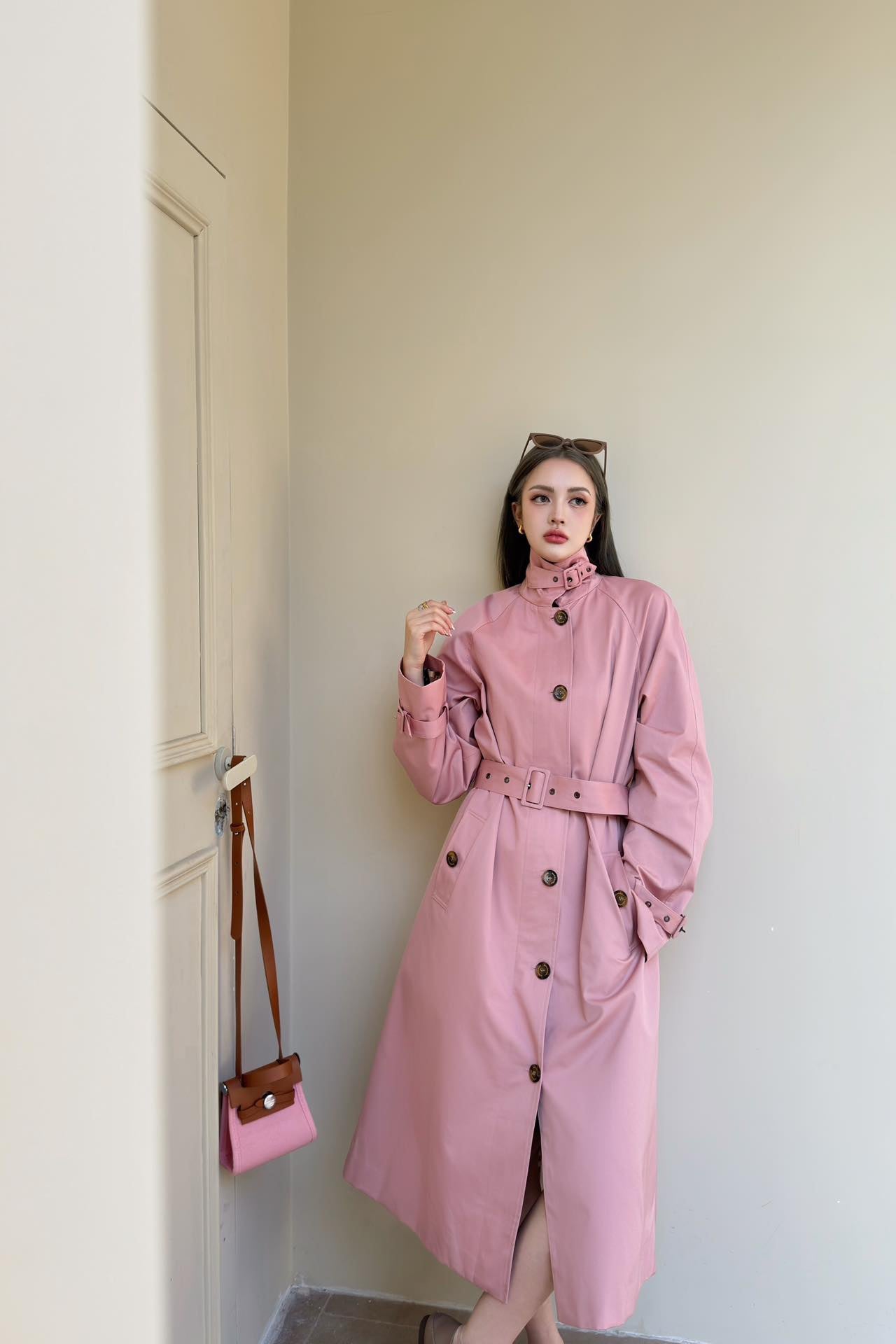 Burberr* 25SS Stand Collar Long Trench Coat