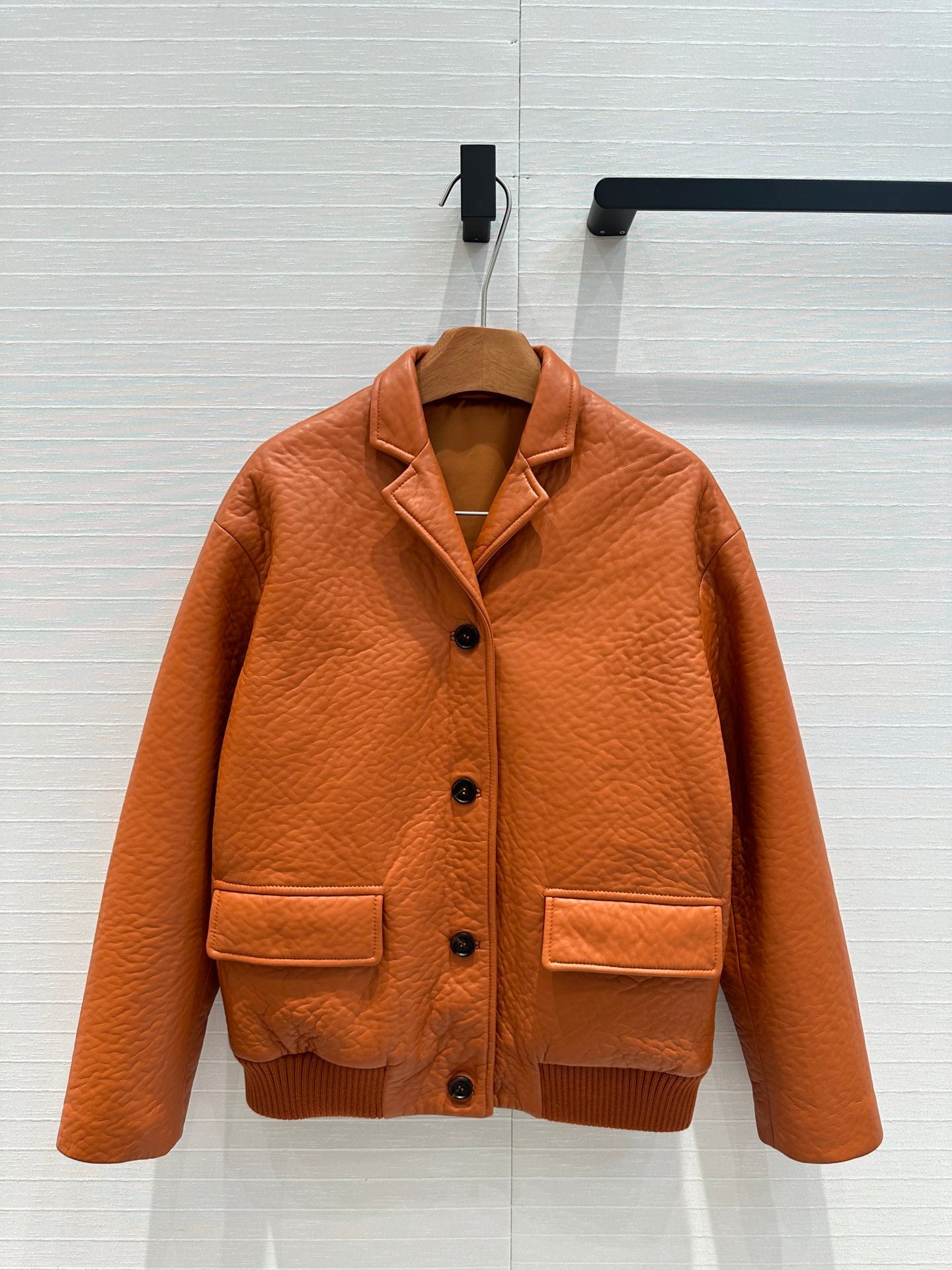 MIU* 100% sheepskin single button jacket