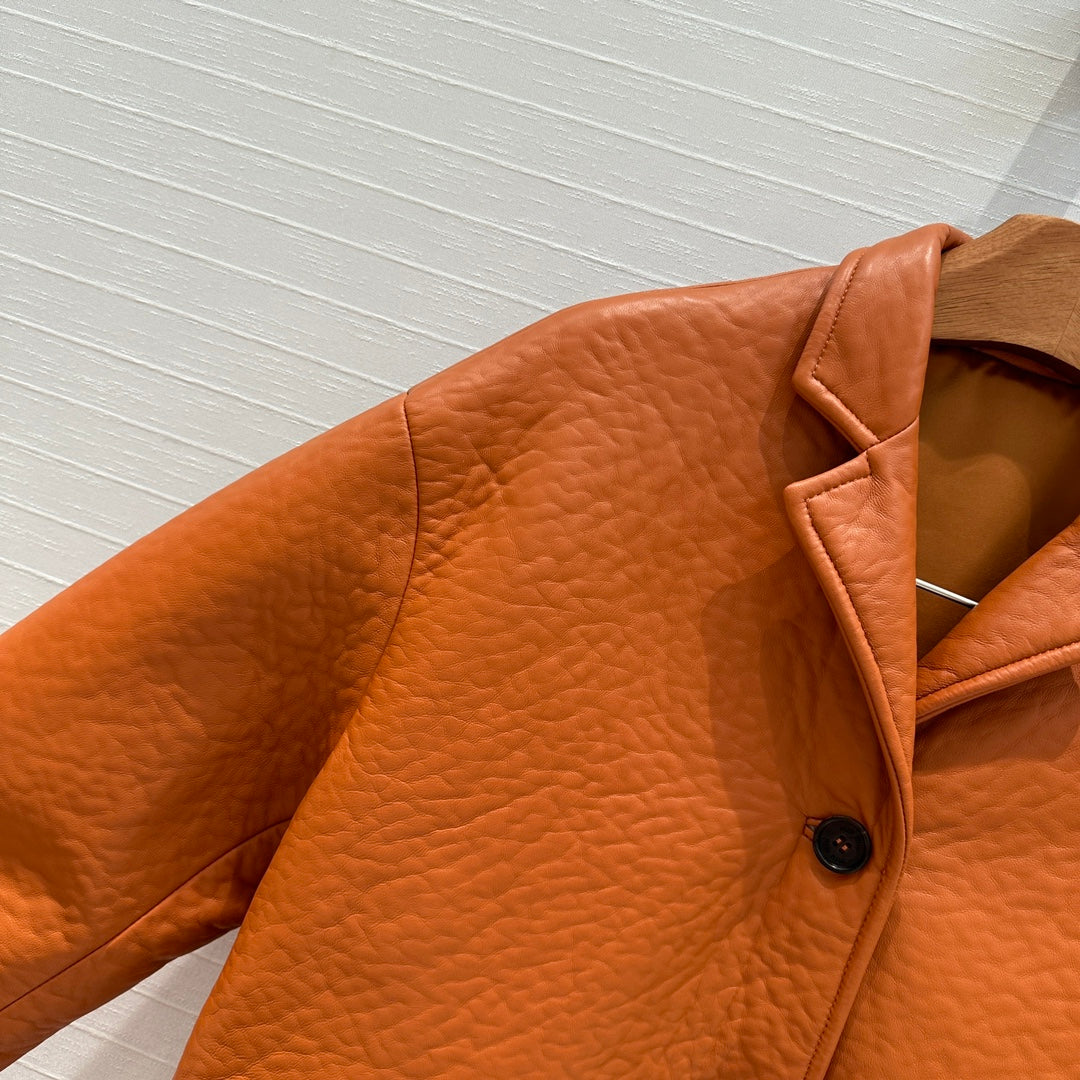 MIU* 100% sheepskin single button jacket