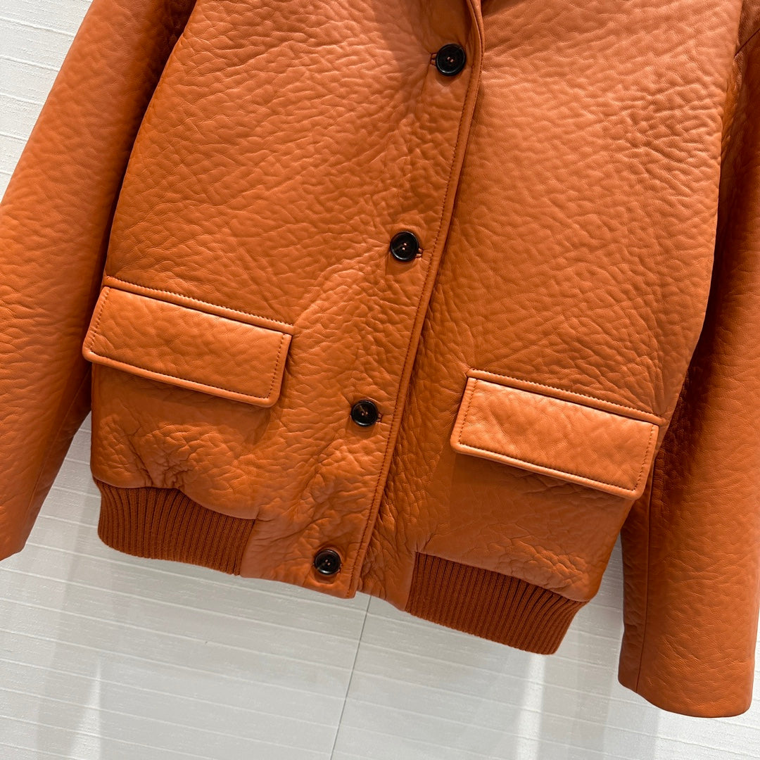 MIU* 100% sheepskin single button jacket