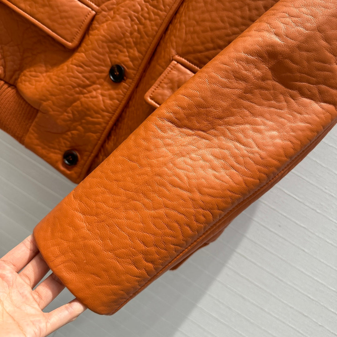 MIU* 100% sheepskin single button jacket