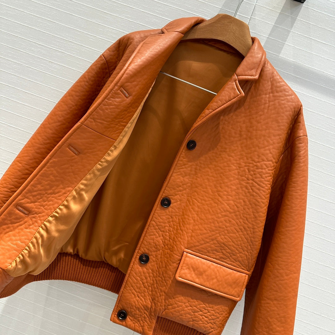 MIU* 100% sheepskin single button jacket