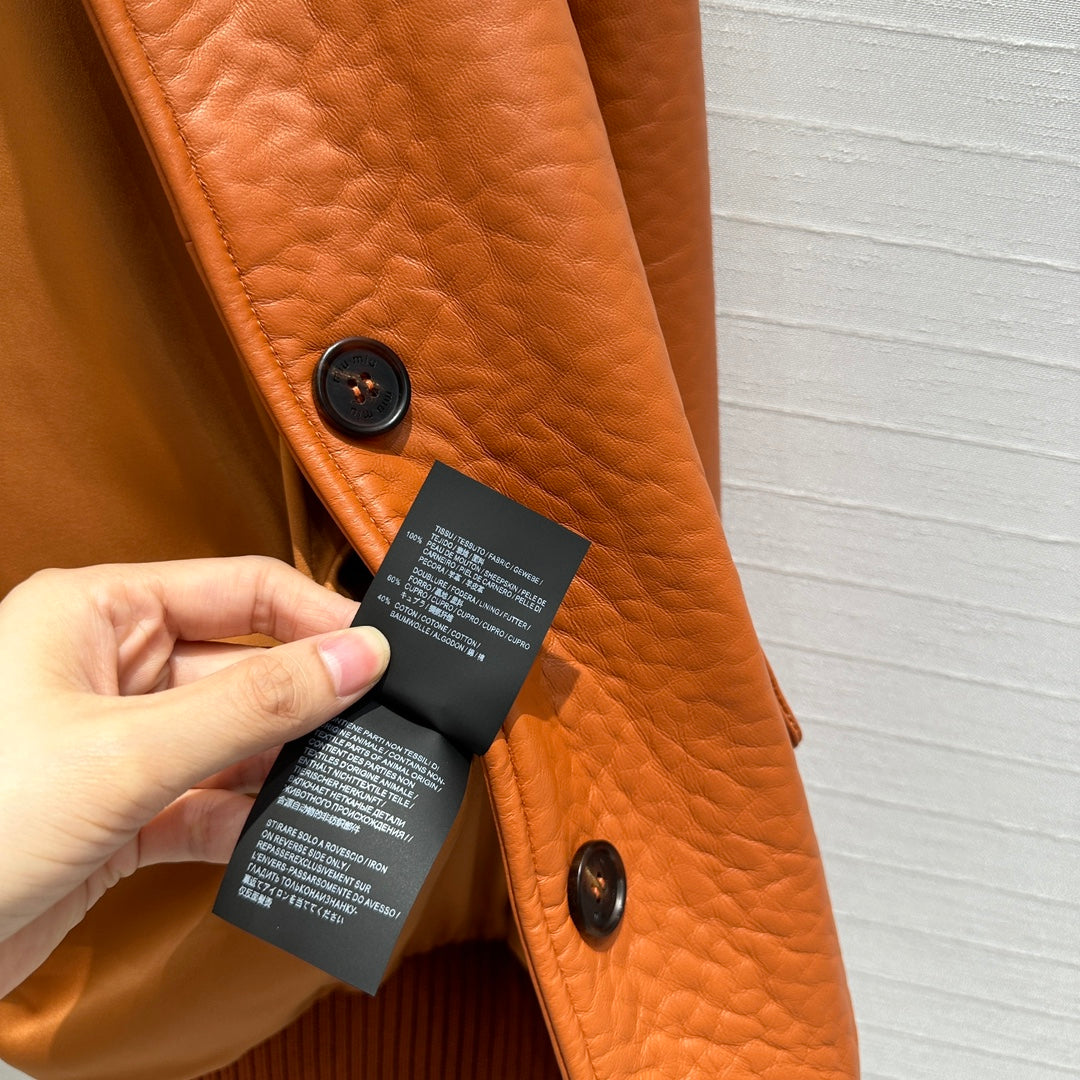 MIU* 100% sheepskin single button jacket