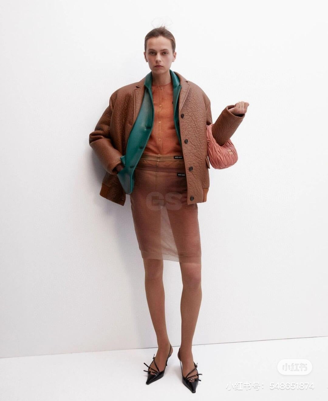 MIU* 100% sheepskin single button jacket