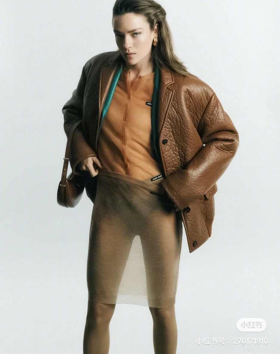 MIU* 100% sheepskin single button jacket