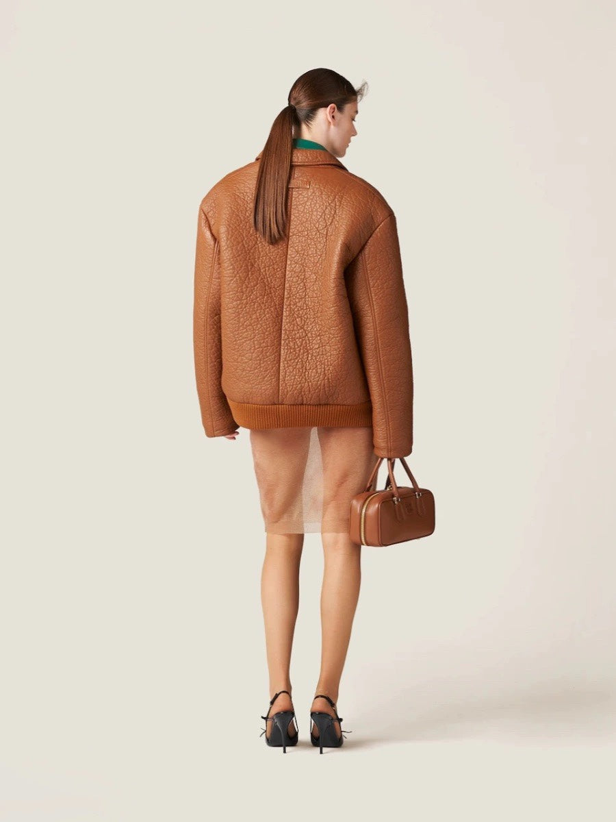 MIU* 100% sheepskin single button jacket