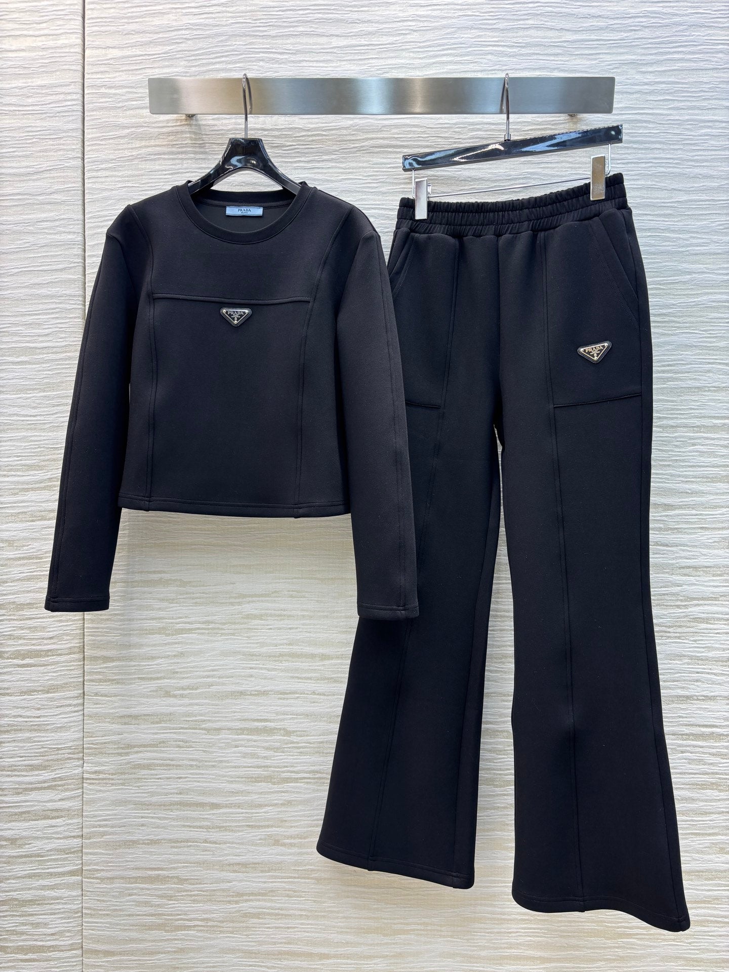 PRA* 25SS Cropped Top + Elastic Waist Flared Pants Set