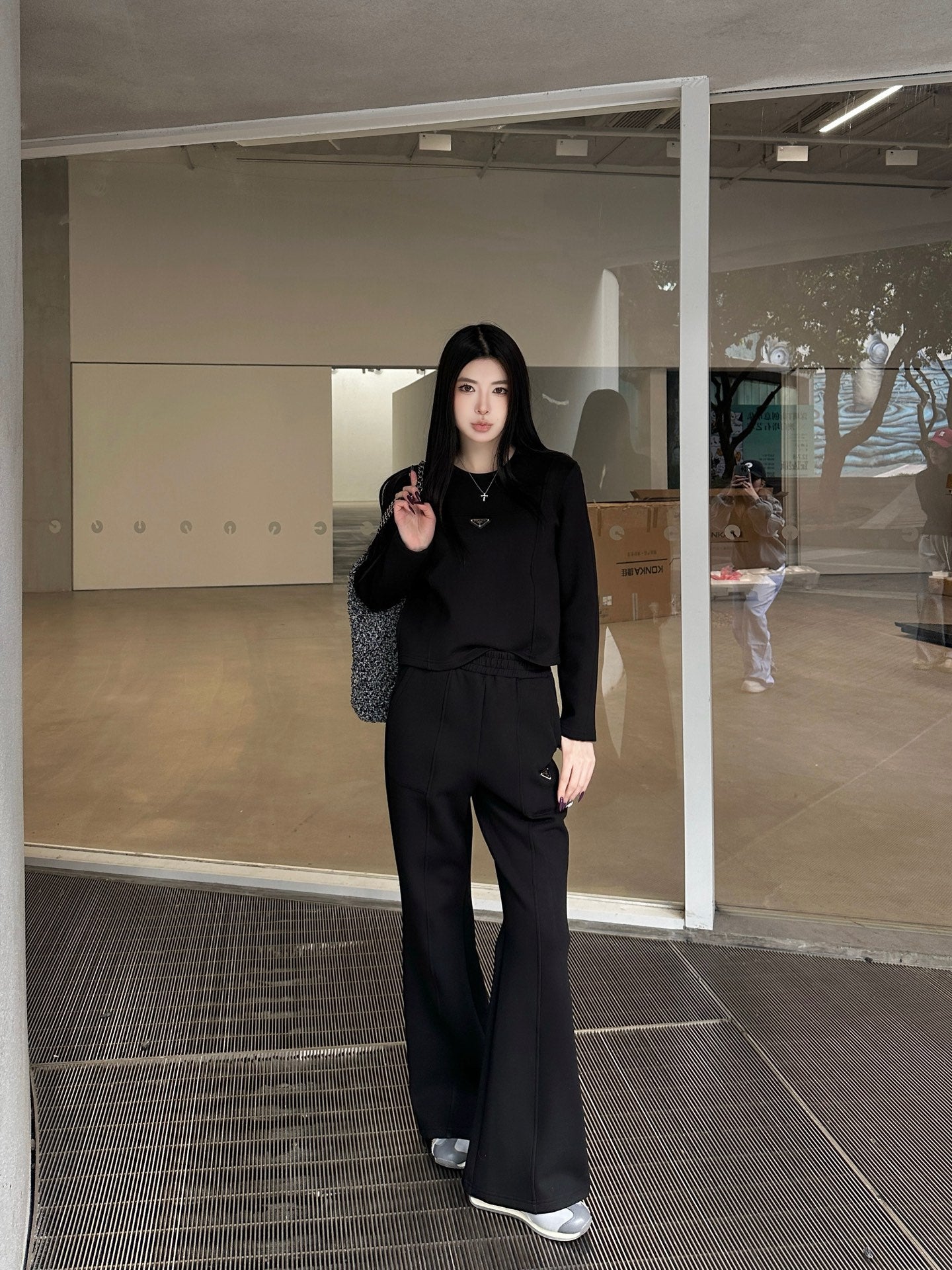 PRA* 25SS Cropped Top + Elastic Waist Flared Pants Set