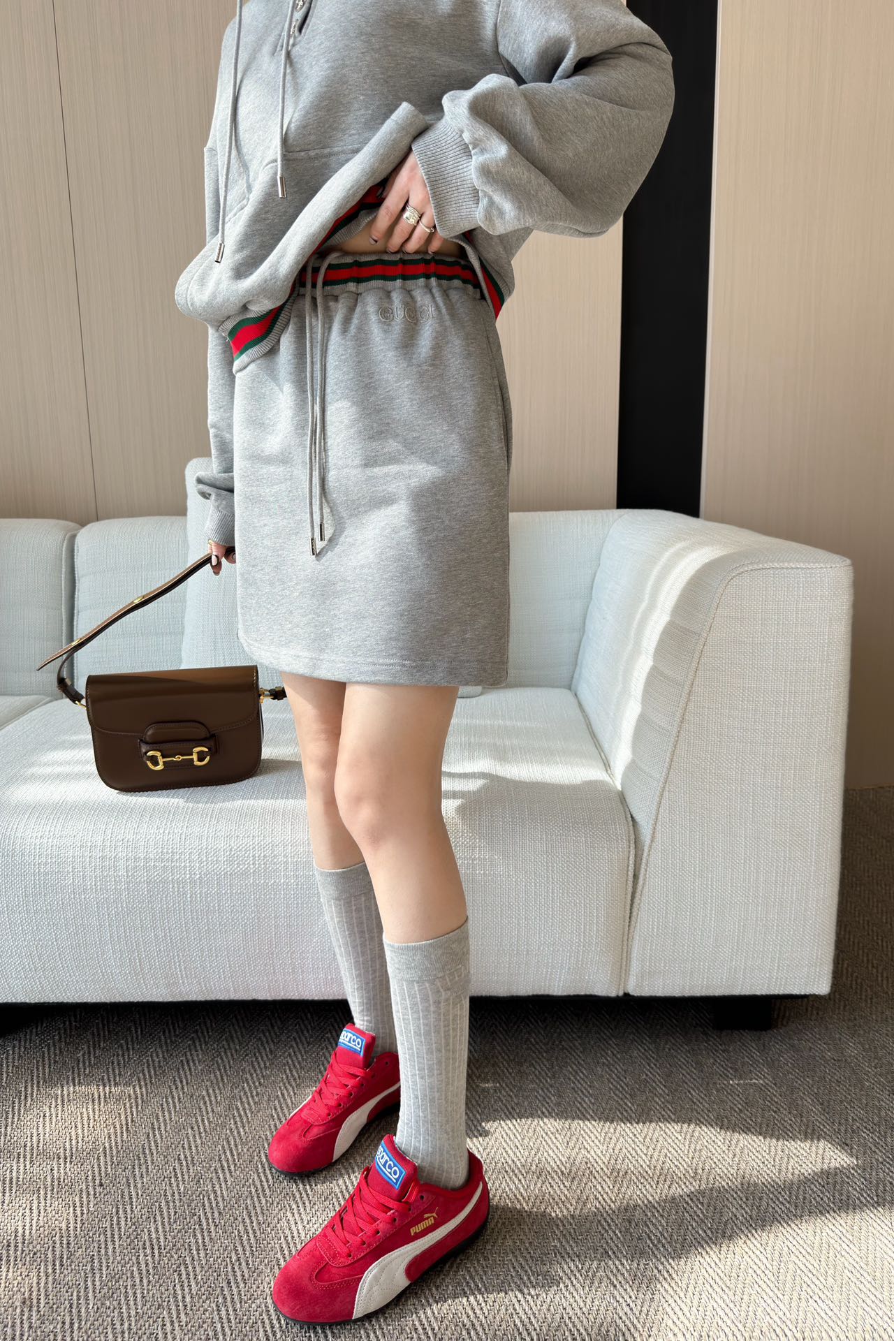 GUC* 25 Hooded Half-Button Sweatshirt + Elastic Sweater Skirt