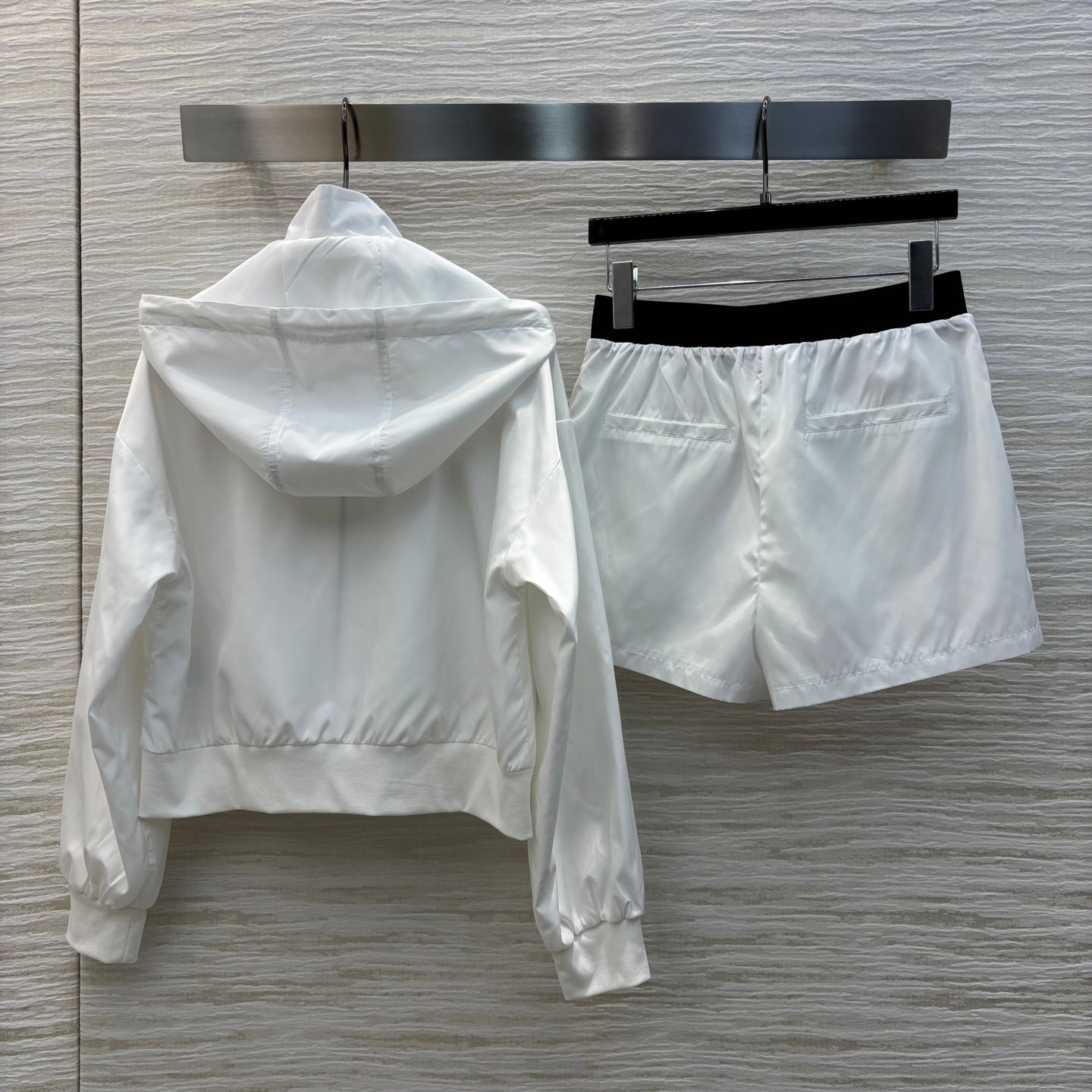 PRA* 25SS Hooded Zipper Jacket + High Waist Shorts Set