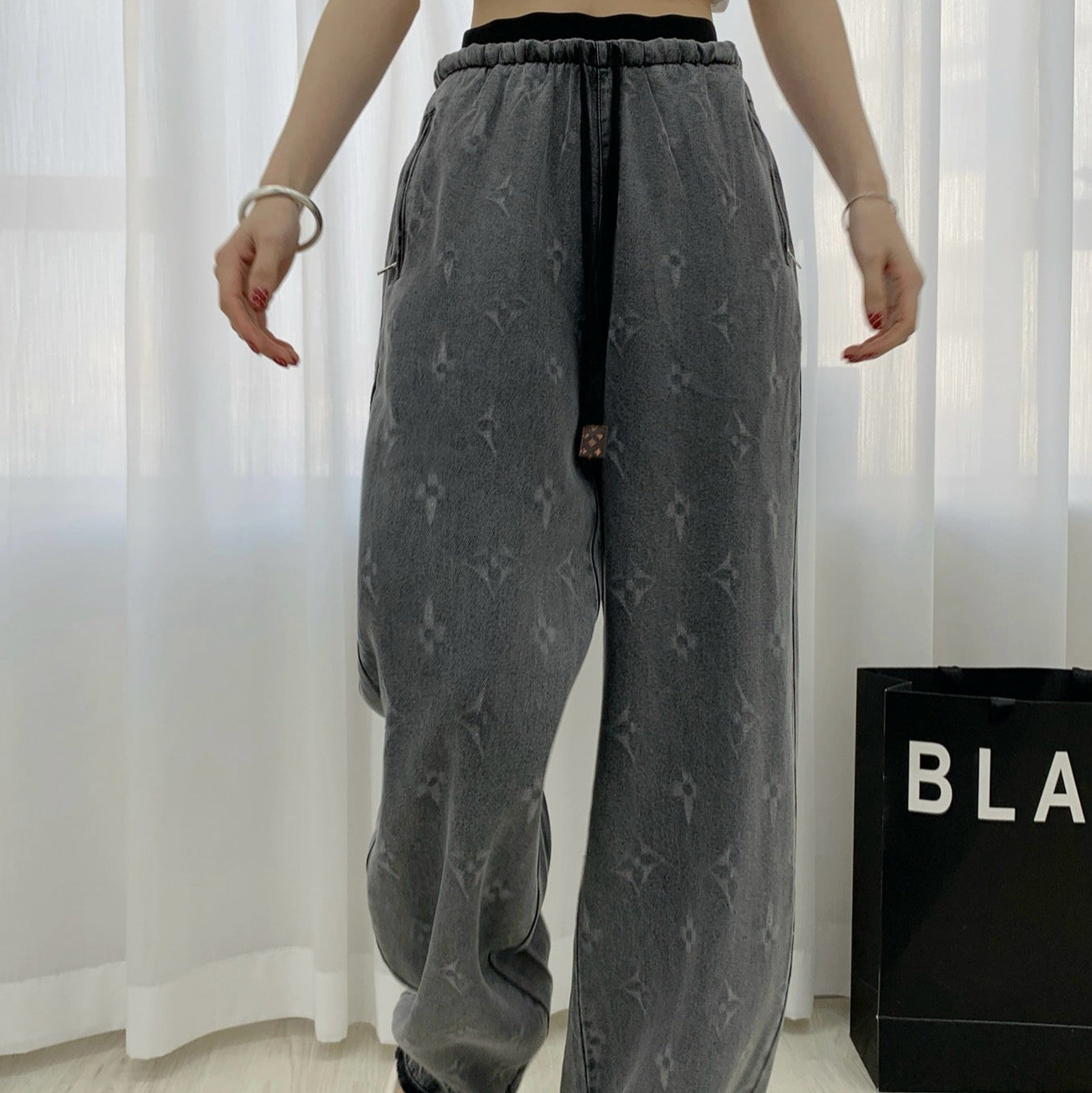 LOU* 25SS Tencel denim wide-leg pants