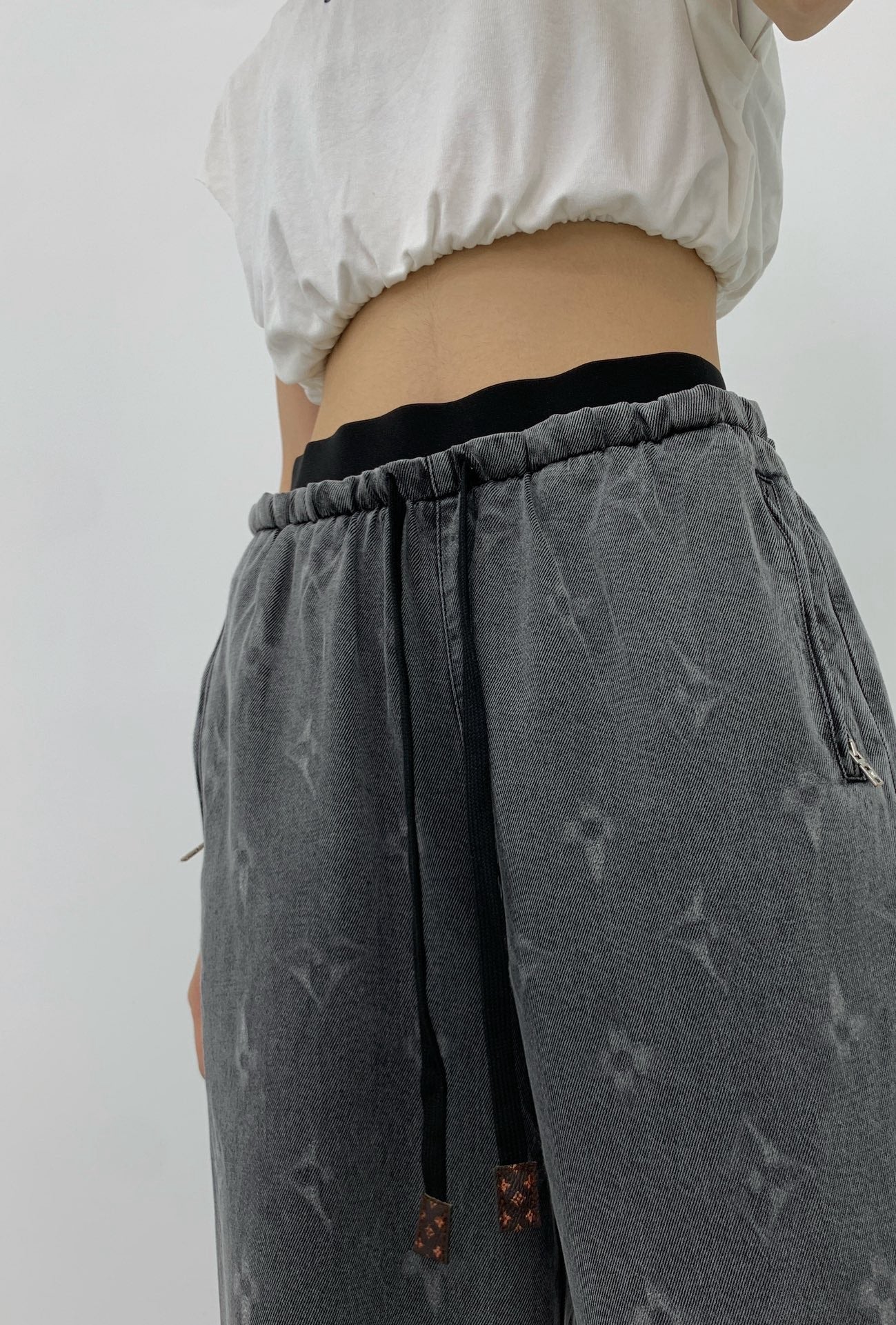 LOU* 25SS Tencel denim wide-leg pants