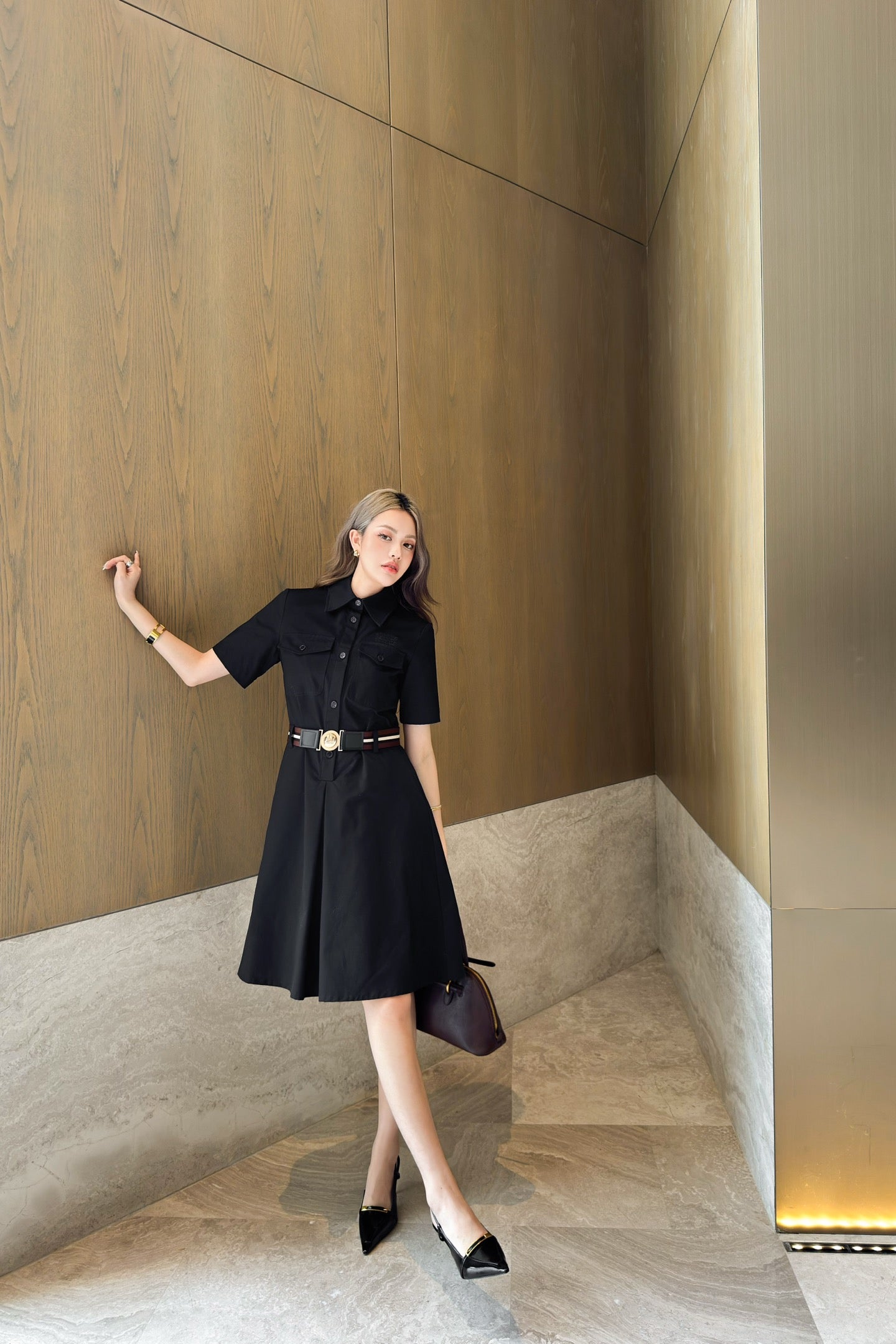 DIO* 25SS high collar hollow lace 2-piece set