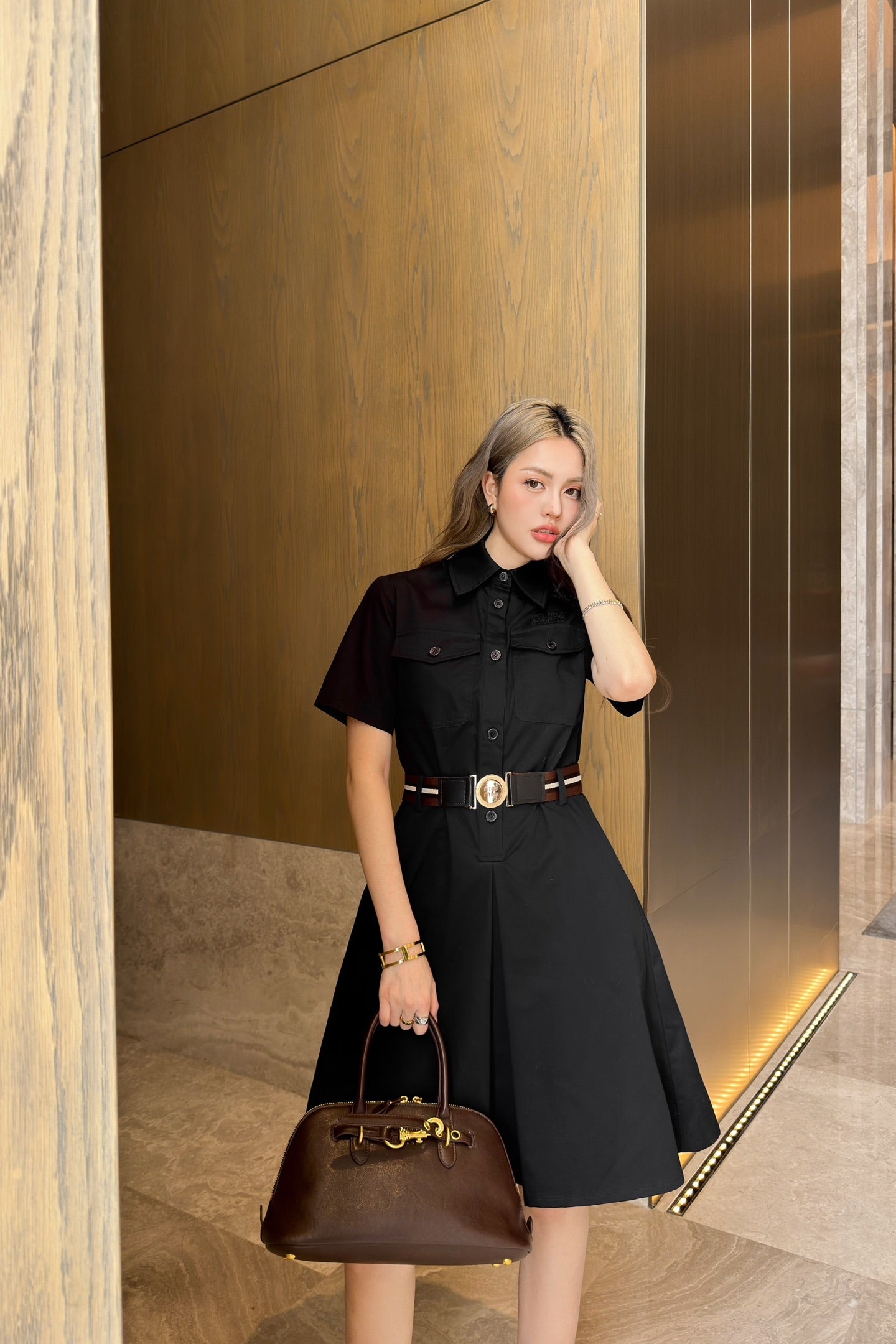 DIO* 25SS high collar hollow lace 2-piece set