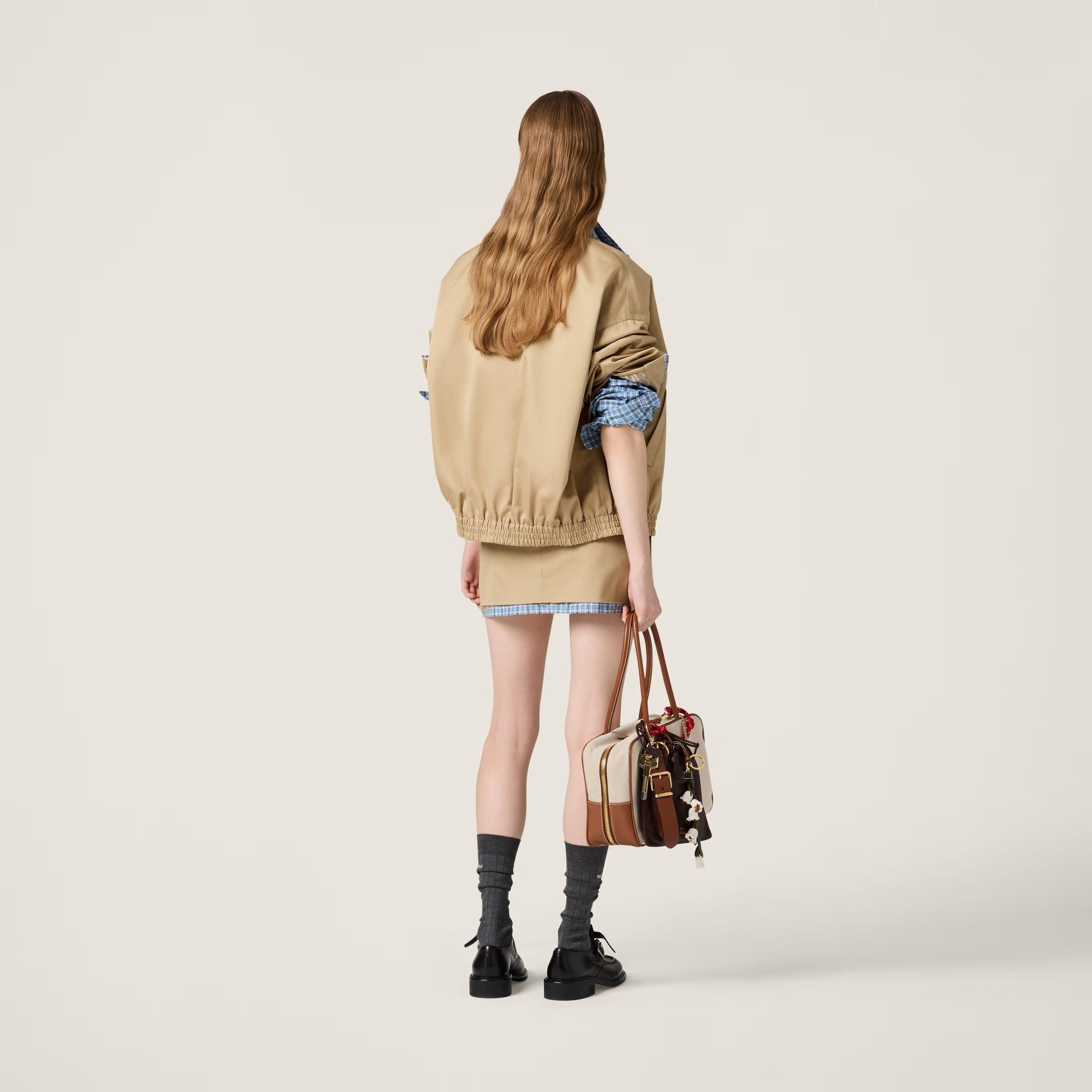 MIU* 25 contrast check jacket