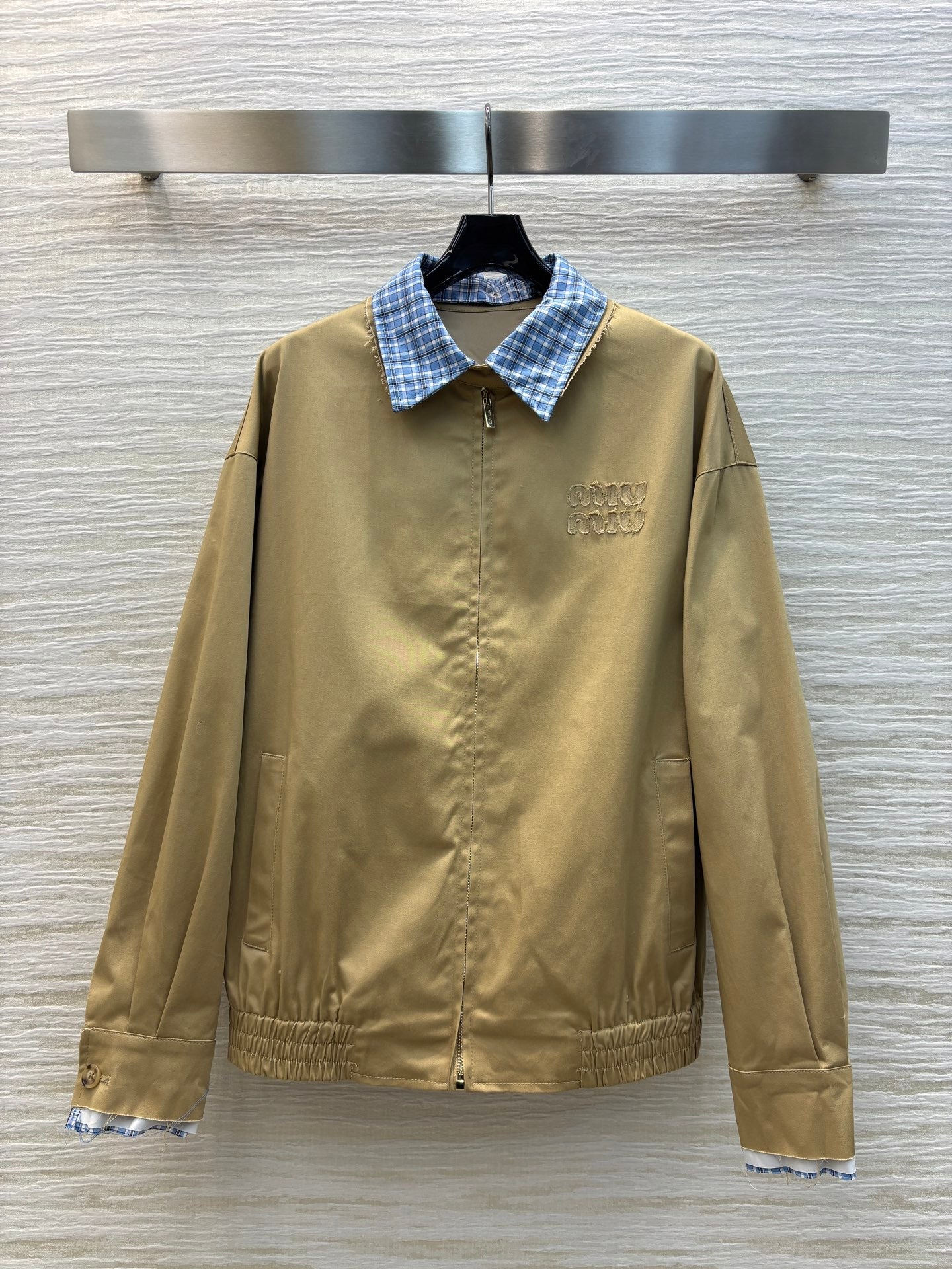 MIU* 25 contrast check jacket