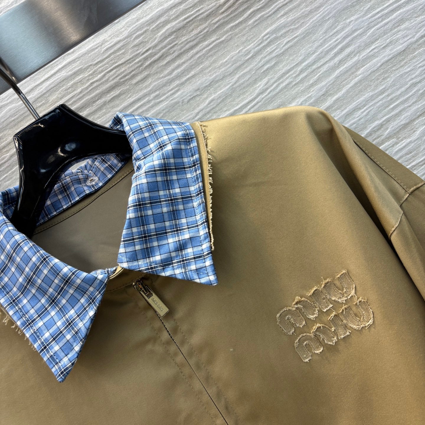 MIU* 25 contrast check jacket