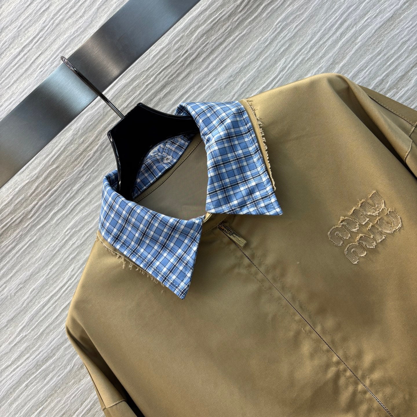 MIU* 25 contrast check jacket