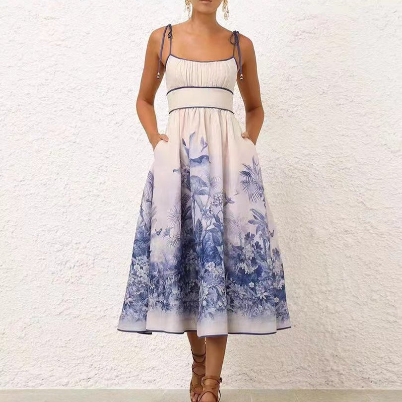 ZIM* Blue Flower Print Dress