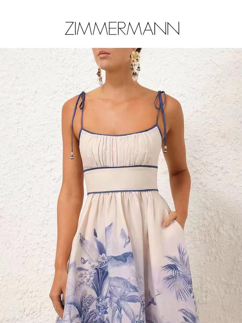 ZIM* Blue Flower Print Dress