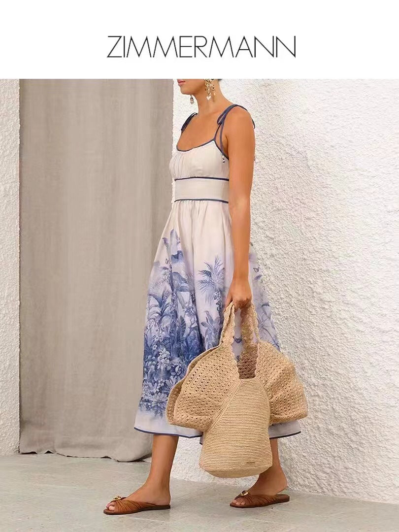 ZIM* Blue Flower Print Dress