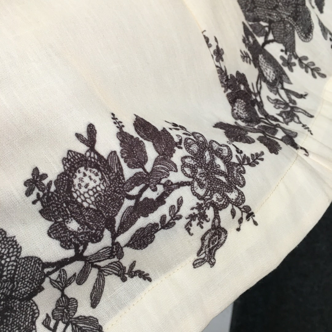 ZIM* Retro Flower Lace-up Waist Lapel Long Sleeve Dress