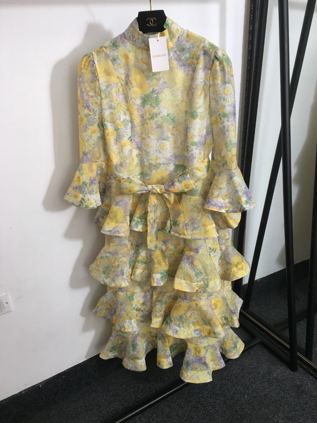 ZIM* Floral Print Tie-Waist Flared Long Sleeve Cake Dress