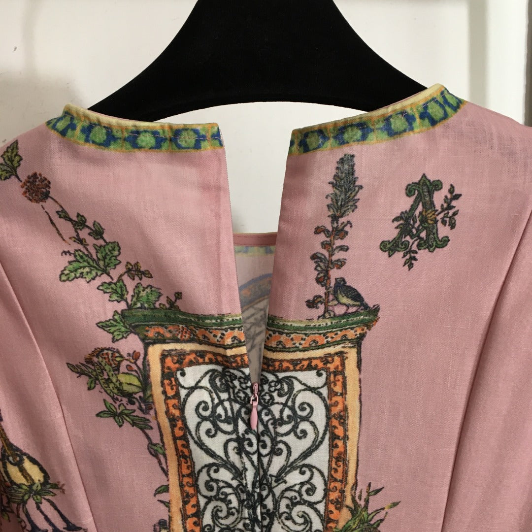 ZIM* printed slim waist dress