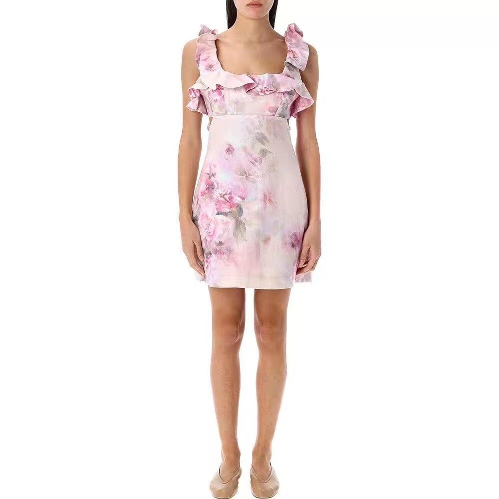 ZIM*Flower Print Butterfly Dress