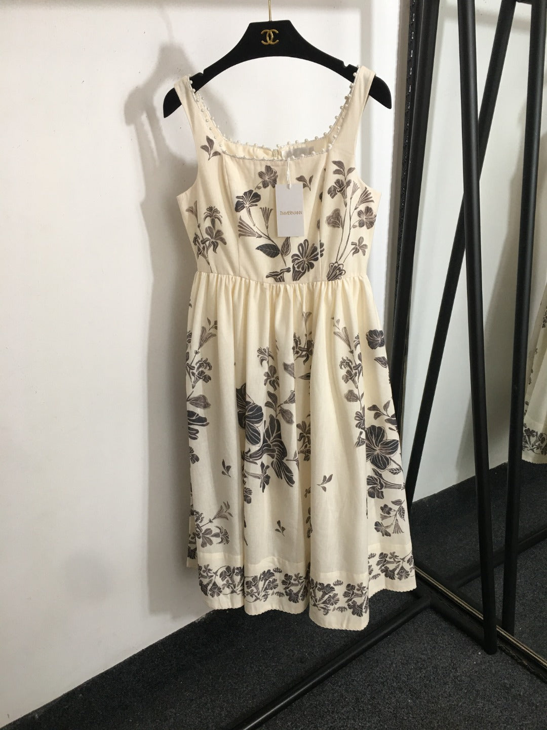 ZIM* Pearl Neck Waist Sling Dress