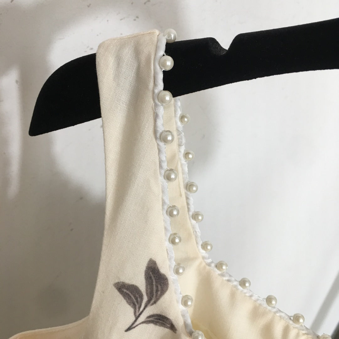 ZIM* Pearl Neck Waist Sling Dress