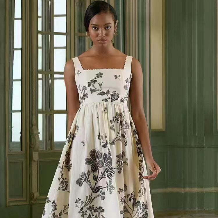 ZIM* Pearl Neck Waist Sling Dress