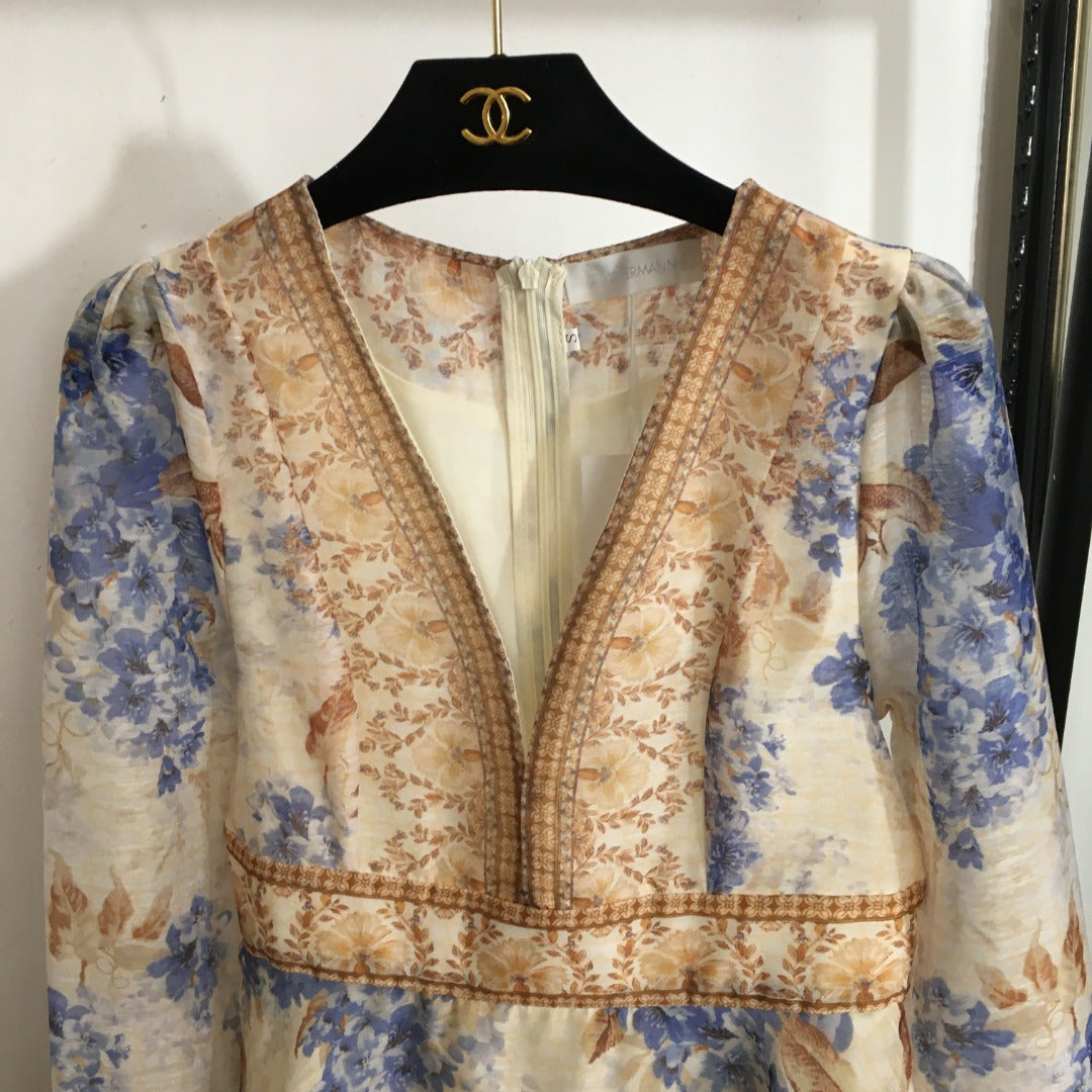 ZIM* Floral V-neck waist dress