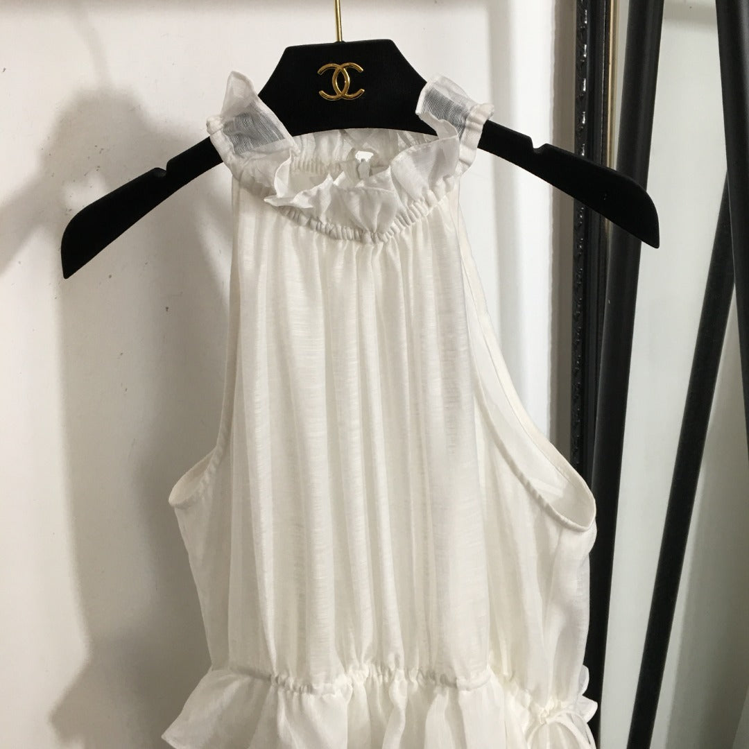 ZIM* Lotus hem halterneck waist vest dress