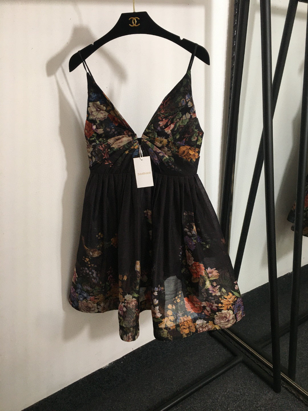 ZIM* Colorful Flower Print V-Neck Chain Dress