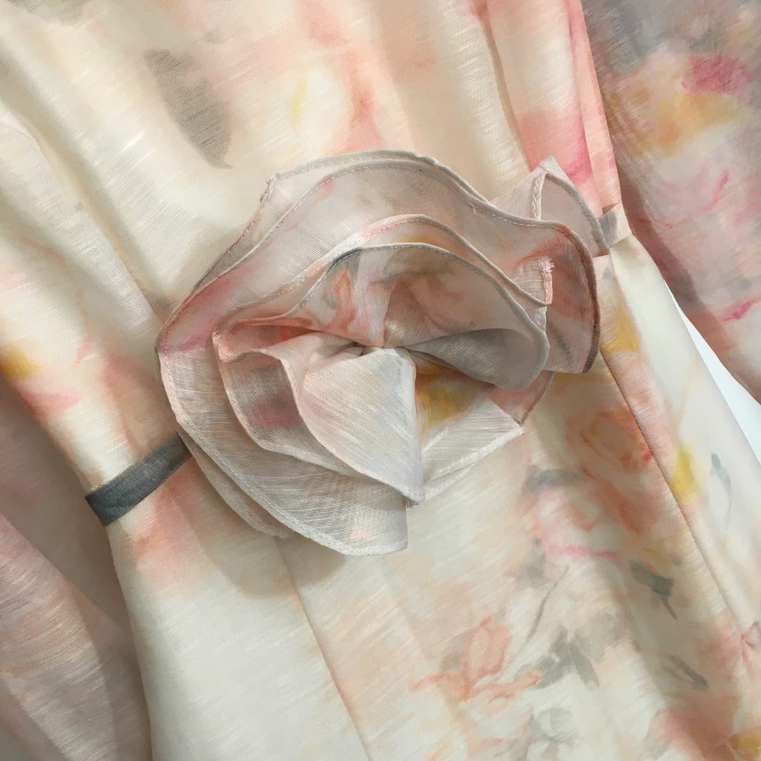 ZIM*3D flower belt long sleeve dress