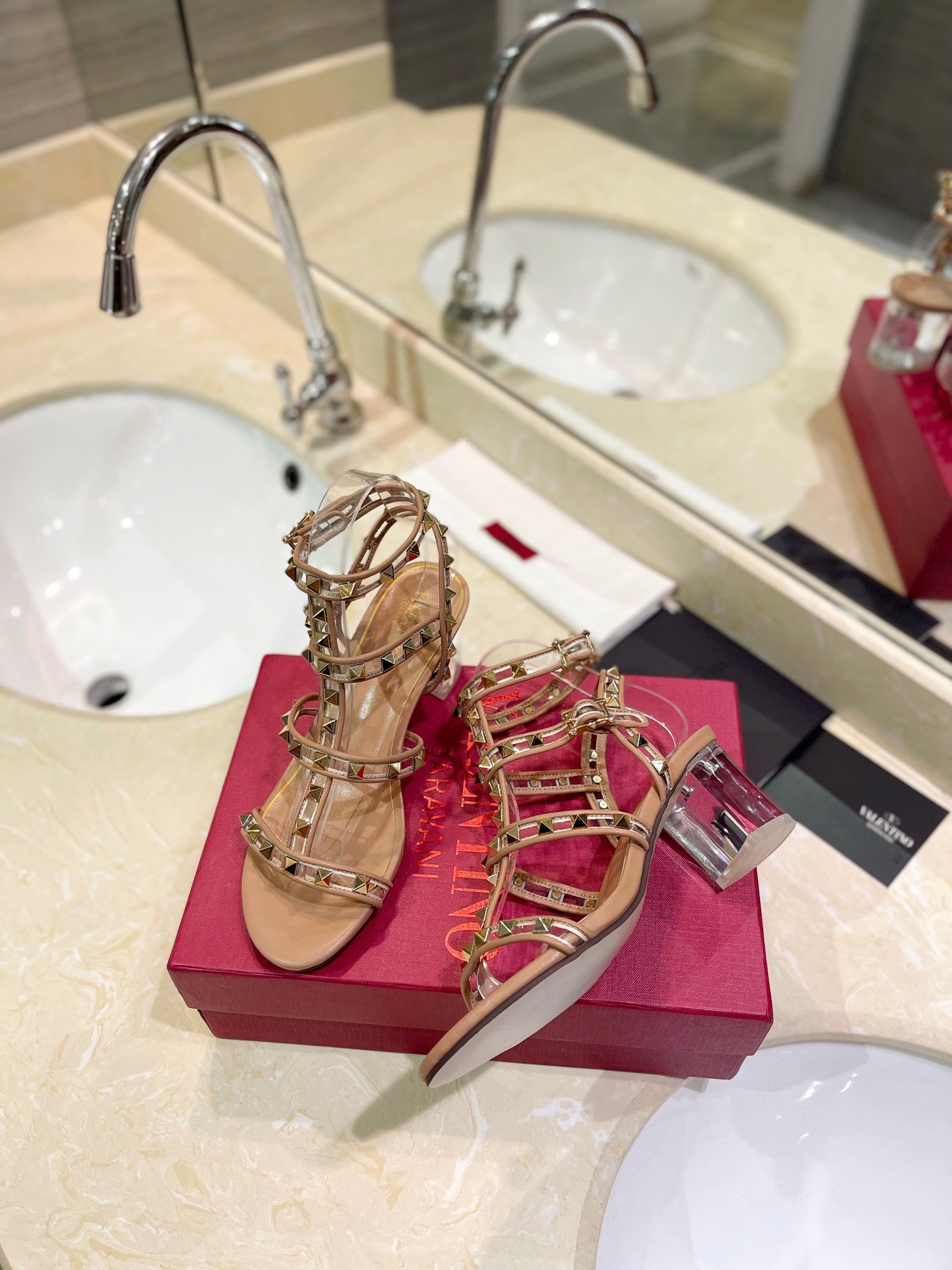 Valent* 25SS crystal heel slippers