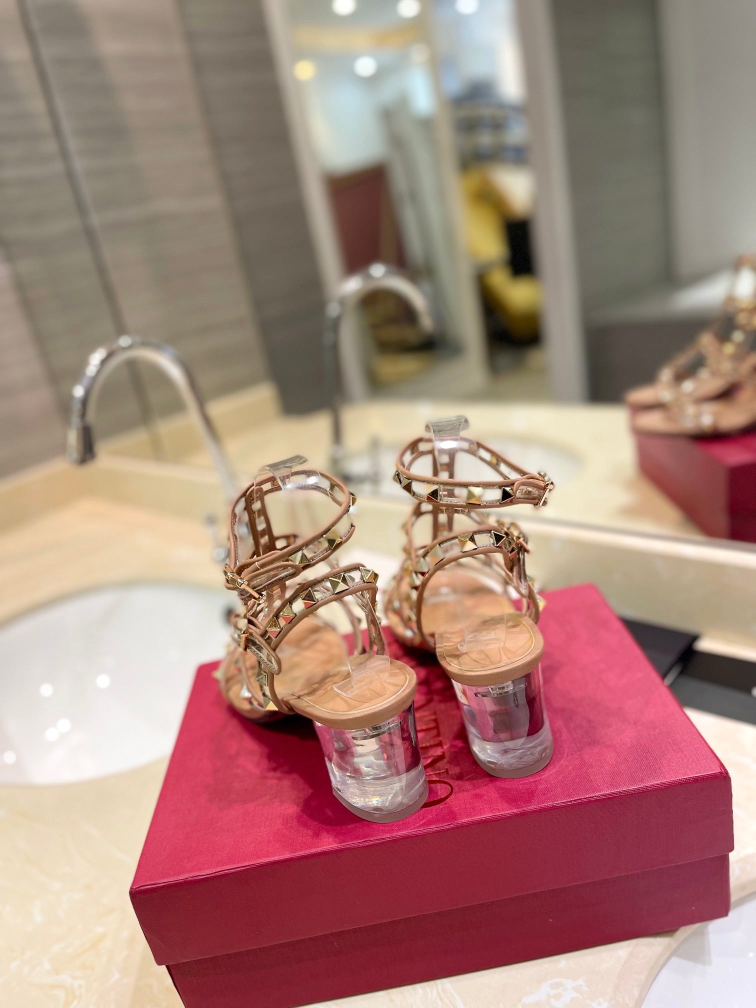 Valent* 25SS crystal heel slippers