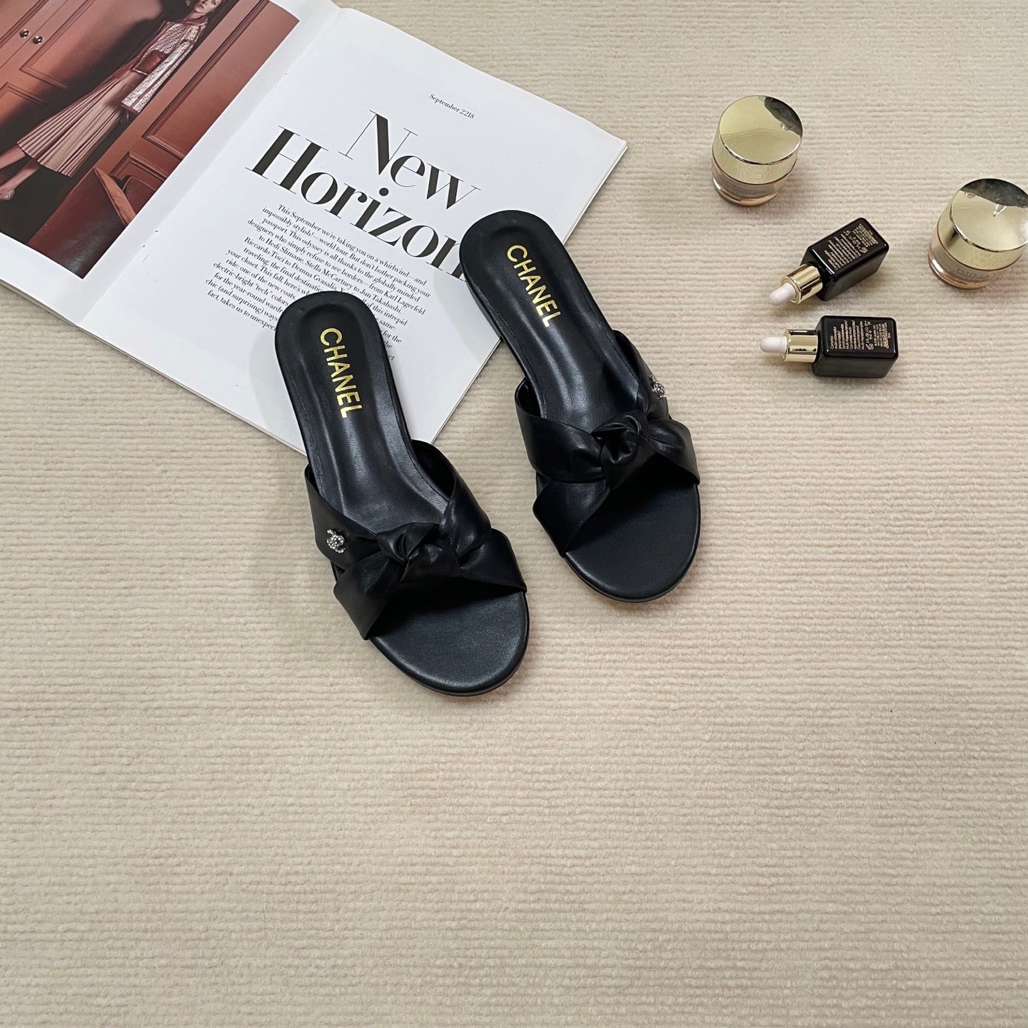 CHAN* 25SS bow flat slippers