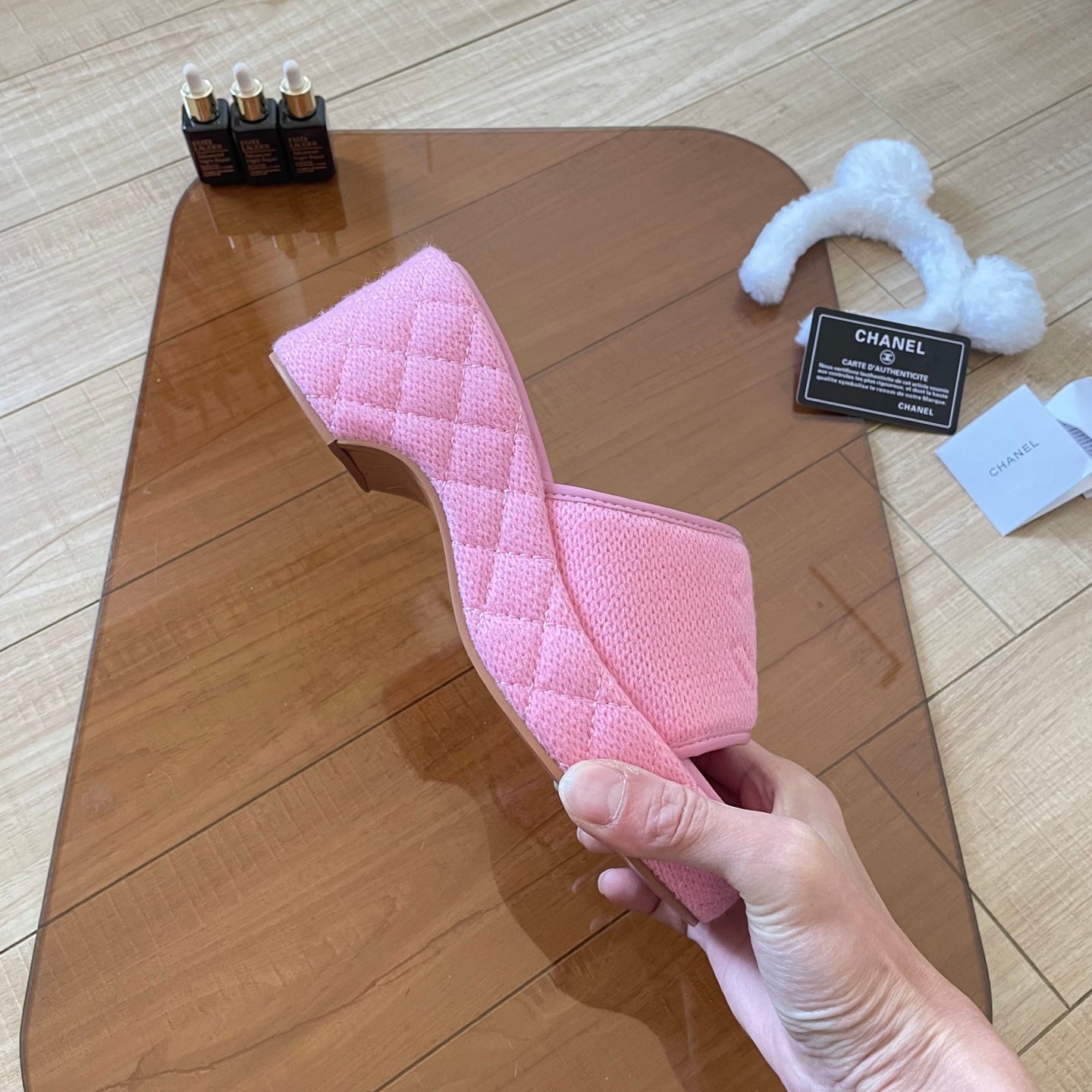 CHAN* 25SS Knitted Platform Wedge Slides