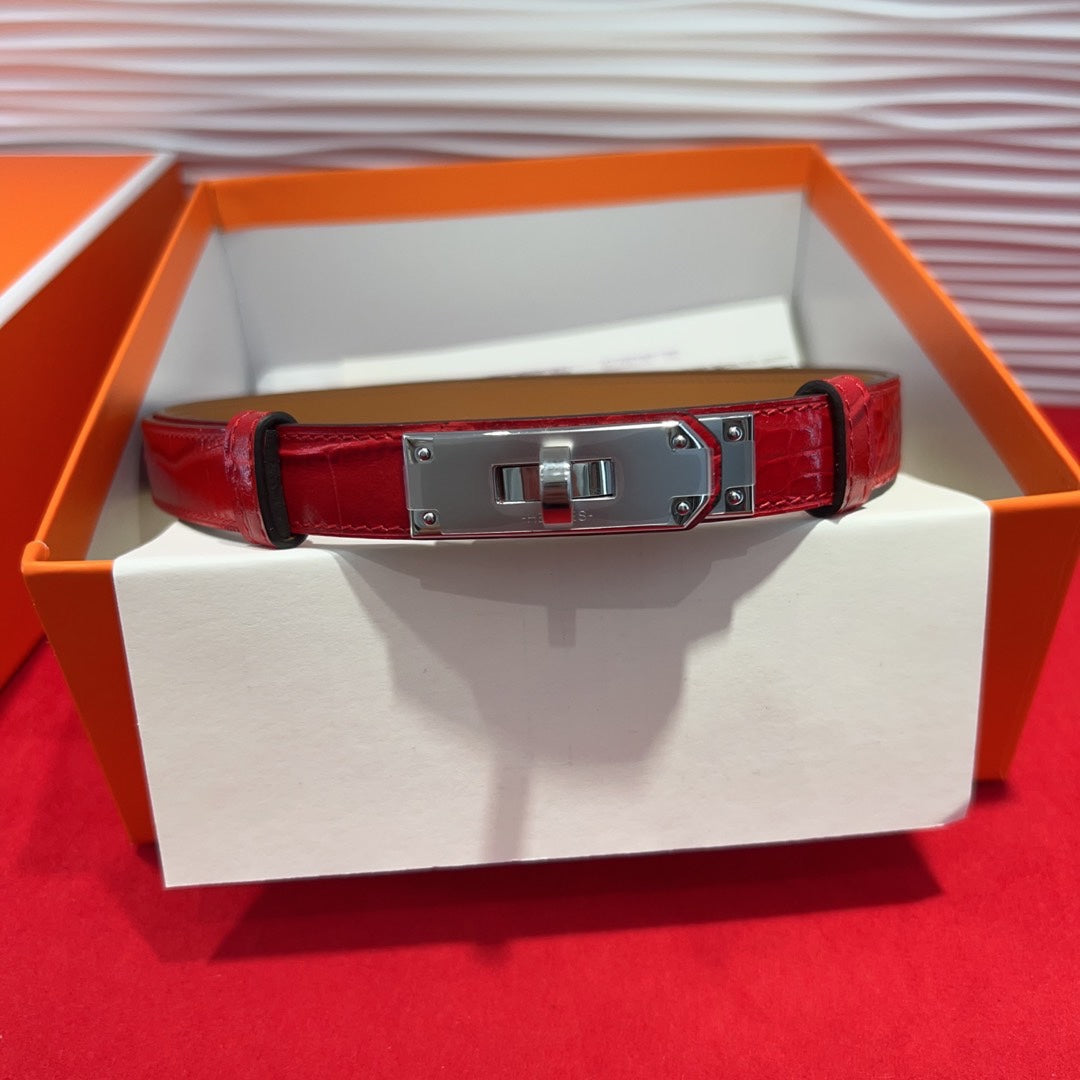 Hermes* 25SS 1.8 Crocodile Pattern Belt