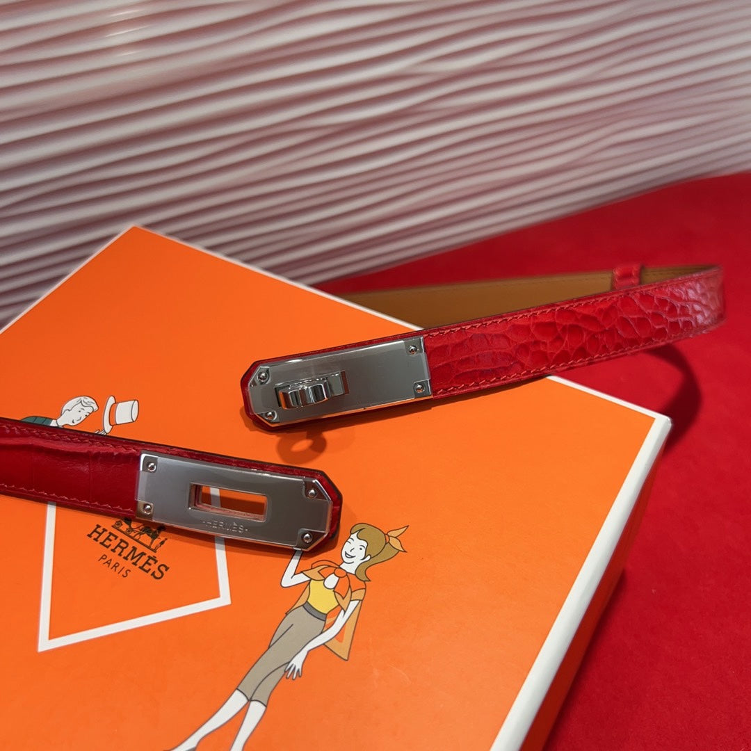 Hermes* 25SS 1.8 Crocodile Pattern Belt