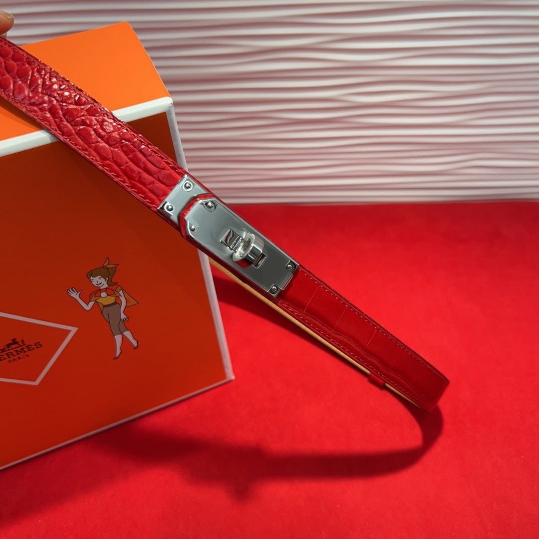 Hermes* 25SS 1.8 Crocodile Pattern Belt