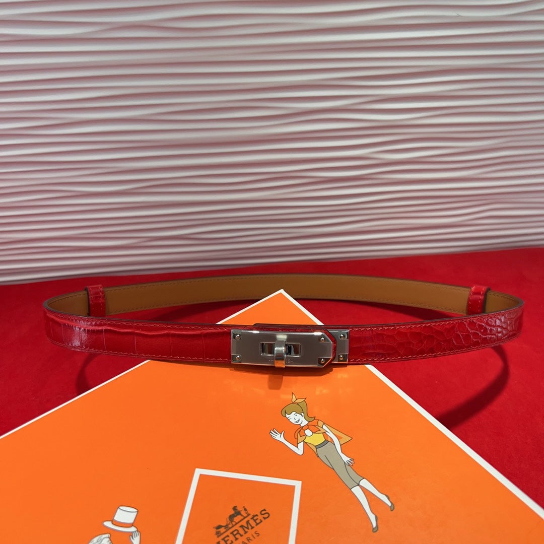 Hermes* 25SS 1.8 Crocodile Pattern Belt